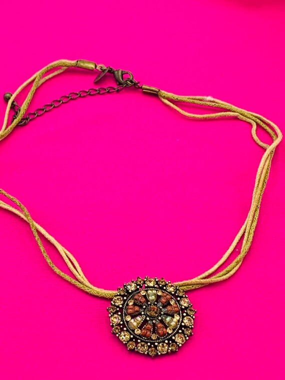 Lia Sophia  multicolored crystal necklace, brown … - image 3