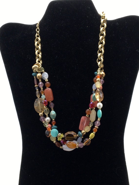 Gorgeous multicolored beads necklace by Lia Sophi… - image 5