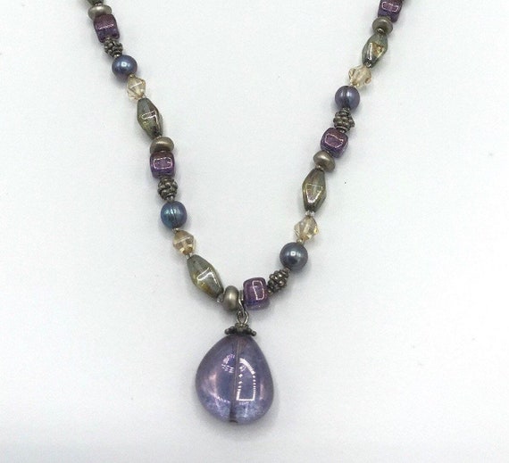 Lia Sophia multicolored necklace, purple, pearl - image 1