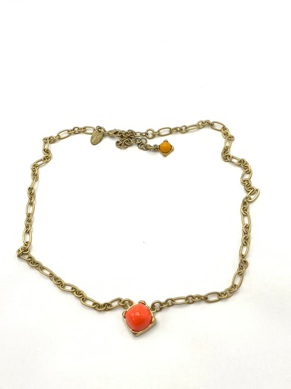 Gorgeous collectible gold tone and orange necklac… - image 3