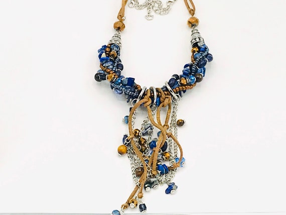 Vintage boho necklace multicolored. Long necklace… - image 9