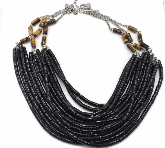 Gorgeous Multi-Strand black necklace by Lia Sophi… - image 6