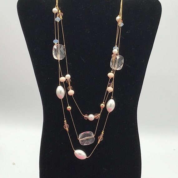 Multiple chains with pearls and crystals beads. - image 3