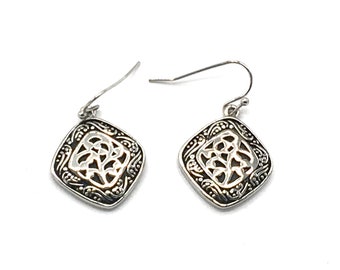 Silver tone carved square earring by Lia Sophia.