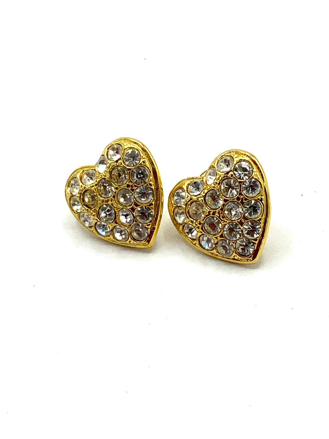 Gorgeous Heart Gold Tone With Clear Crystal Earring by Gorgeous Heart Gold Tone With Clear Crystal Earring by