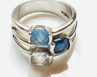 Gorgeous collectible Multicolored crystals and silver tone  ring by lia Sophia.