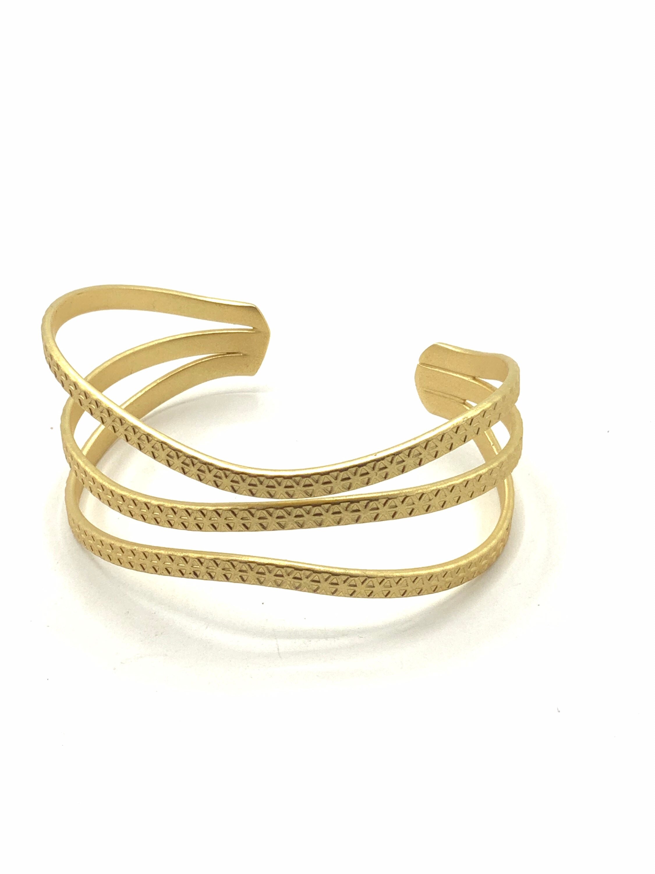 Gold Tone Cuff Bracelet by Lia Sophia Signed. Etsy UK