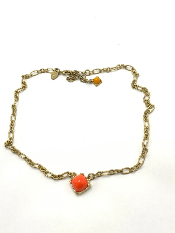 Gorgeous collectible gold tone and orange necklac… - image 7
