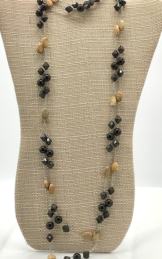 Multi strand necklace black and brown tones neckl… - image 4