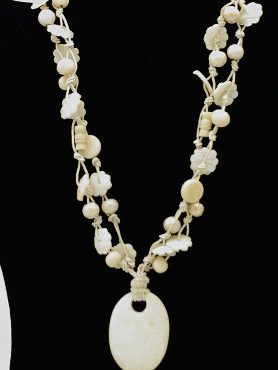 White tone with mother pearl necklace by Vj. Beads - image 8