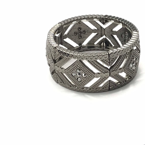Vintage silver tone with Marcasite stone bracelet… - image 3