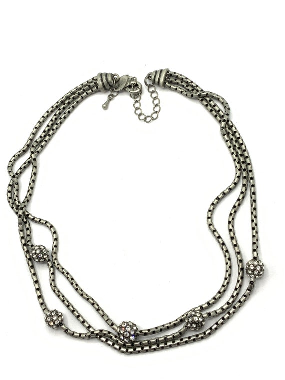 Nickel chain and rhinestone necklace by Lia Sophi… - image 3