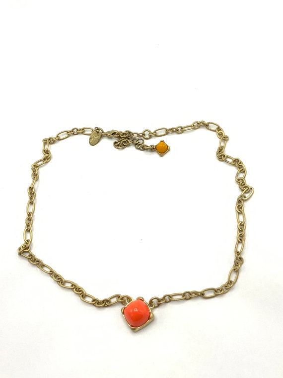 Gorgeous collectible gold tone and orange necklac… - image 9