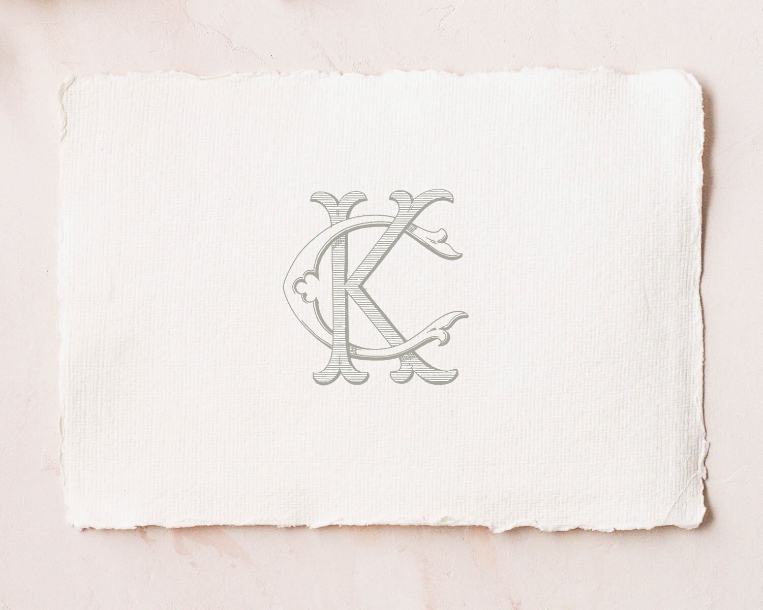 Vintage Wedding Monogram CK KC - Wedding Invitation, Digital