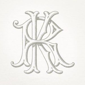Vintage Wedding Monogram KR RK - Wedding Invitation, Digital Download ...