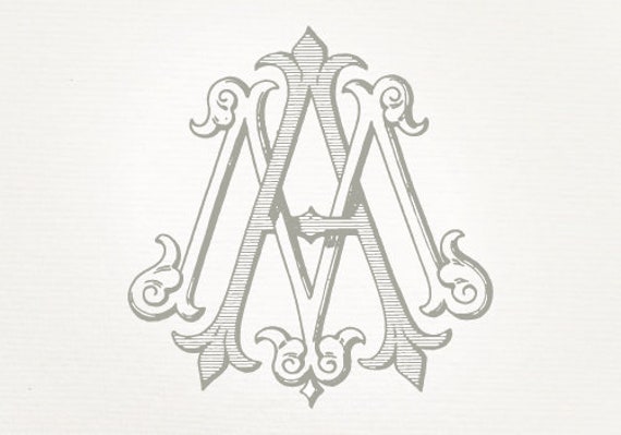 Wedding monogram vintage invitation card Vector Image