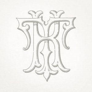 Vintage Hochzeit Monogramm KT TK - Hochzeitseinladung, digitaler Download, antik, verflochten, Logo, elegant