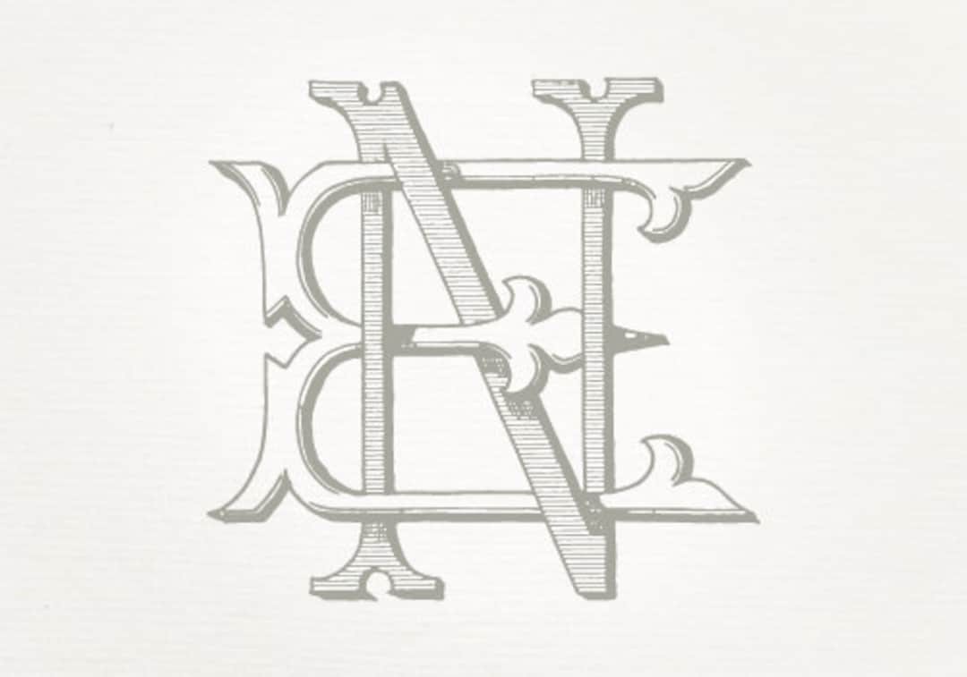 Nene Monogram Vintage Wedding Monogram EN NE - Wedding Invitation, Digital Download ...
