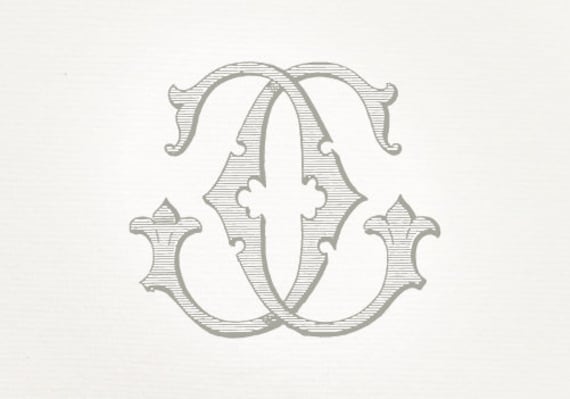 Vintage Wedding Monogram GG Wedding Invitation, Digital Download,  Antique, Intertwined, Logo, Elegant