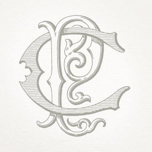 Monogramma matrimonio vintage CP PC - Invito a nozze, Download digitale, Antico, Intrecciato, Logo, Elegante