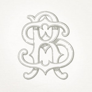 May include: A decorative monogram with the letters "R" and "S" intertwined in a stylized, ornate design. The letters are in a gray color and are set against a white background.