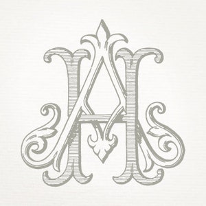 Vintage Wedding Monogram AH HA - Wedding Invitation, Digital Download, Antique, Intertwined, Logo, Elegant