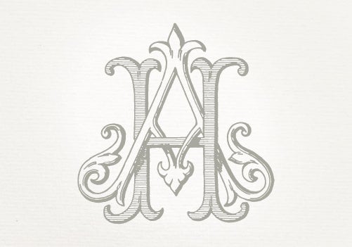 Vintage Wedding Monogram AH HA - Wedding Invitation, Digital Download, Antique, Intertwined, Logo, Elegant