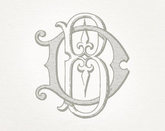 Vintage Wedding Monogram BD DB - Zaproszenie ślubne, Pobieranie cyfrowe, Antyczne, Splecione, Logo, Eleganckie