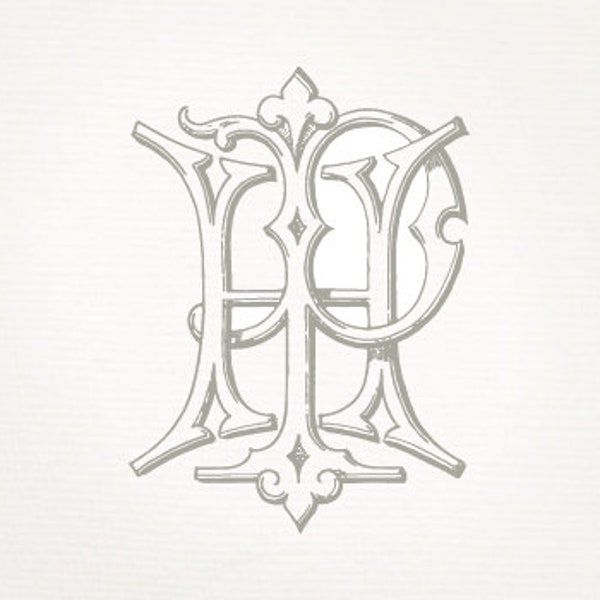 Vintage Wedding Monogram HP PH - Wedding Invitation, Digital Download, Antique, Intertwined, Logo, Elegant