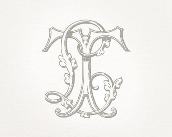Vintage Wedding Monogram LT TL - Wedding Invitation, Digital Download, Antique, Intertwined, Logo, Elegant