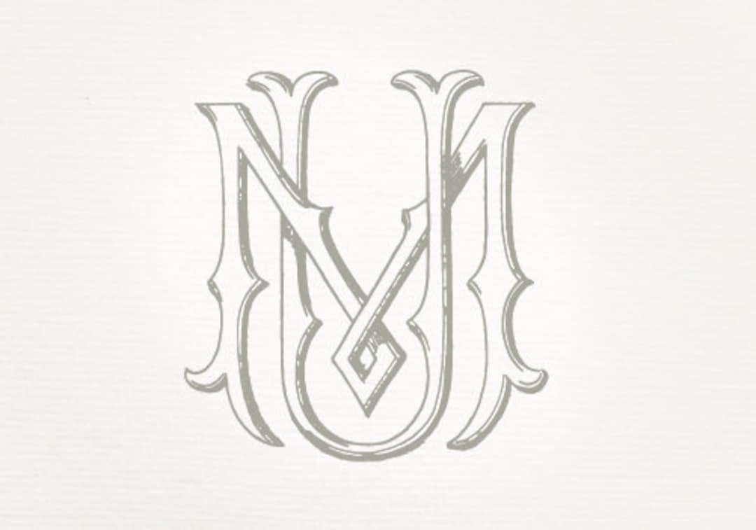Vintage Wedding Monogram MU UM - Wedding Invitation, Digital Download ...