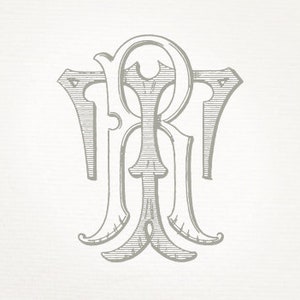 Vintage Hochzeit Monogramm RT TR - Hochzeitseinladung, digitaler Download, antik, verflochten, Logo, elegant