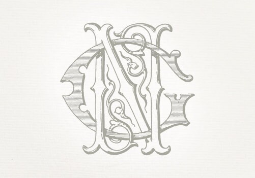 Vintage Wedding Monogram GN NG - Wedding Invitation, Digital Download, Antique, Intertwined, Logo, Elegant