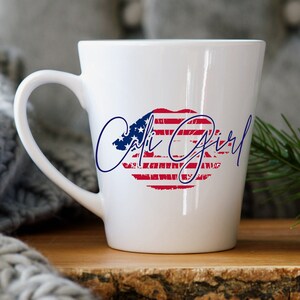 Cali Girl Mug Latte 12 oz. - Stati Uniti USA CA California Lips American Flag