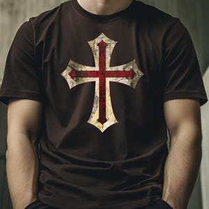 Medieval Gothic Cross Shirt • Vintage Crusader Knight Tee • Christian History Art • Gift T-Shirt