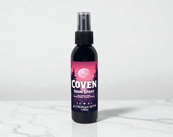 Désodorisant d'ambiance Coven, vaporisateur d'ambiance 4 oz, rose de Bulgarie, poivre noir, bois de santal, sorcellerie, sorts, rituels, méditation