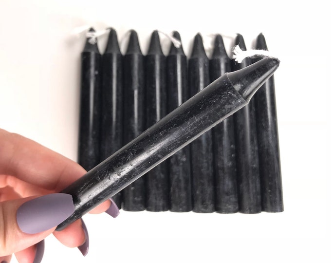 12 Black Dots & Stripe Candle, Black Birthday Candles, Black Birthday
