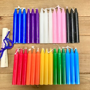 Spell Candle Set, 30 Ritual 4 Inch Candles in 10 Colors, Spells, Chime Candles, Wicca, Candle Magic, Witchcraft Candles, Intention Candles