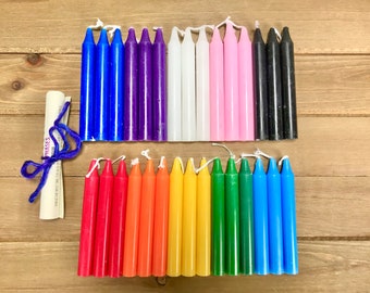 Spell Candle Set, 30 Ritual 4 Inch Candles in 10 Colors, Spells, Chime Candles, Wicca, Candle Magic, Witchcraft Candles, Intention Candles