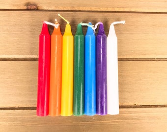 Regenbogen Zauberkerzen Set, 7 Chakra Farben, Charm Chime 4 "Kerzen, Zauberkerzen, Kerzenmagie, Ritualkerzen