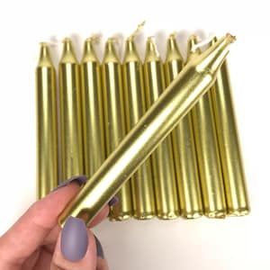 Gold Mini Ritual Candles, Spell Candles 4&quot; Candles, Spells, Wicca, Wiccan, Altar, Candle Magic, Candle Magick, God Candle