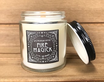 Fire Magick Scented Wood Wick Candle, Fall Candle, Smoky Chestnut, Sweet Vanilla, Neroli, Witchy, Spells, Meditation, Rituals