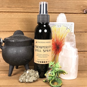 Prosperity Spell Spray, Crystal Body Spray, Room Spray, Money Spell Spray, Patchouli, Orange, Bergamot, Citrine, Black Bottle
