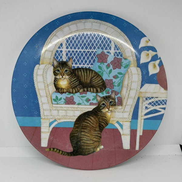 Vintage Mabel Round Melamine Cat Trivet/Cake Tray/Platter GUC Italy