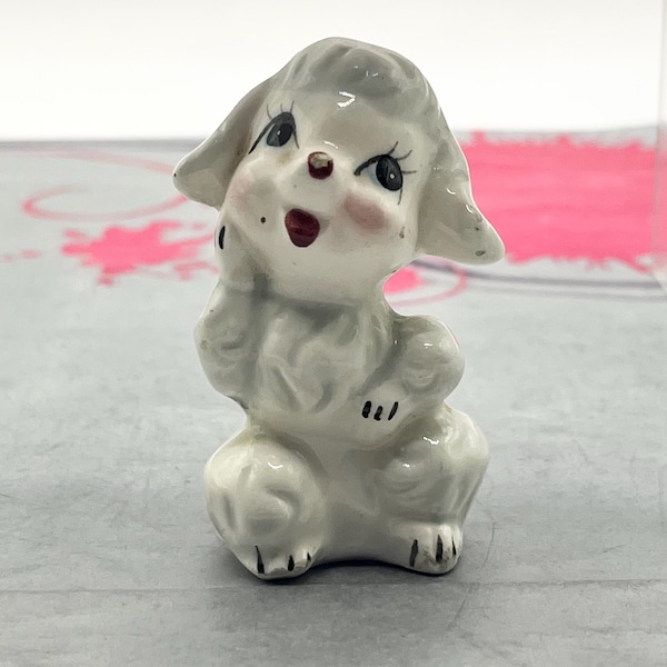 vintage Wide Eyed Lamb Porcelain Figurine Japan GUC