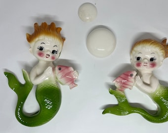 Targhe da muro vintage Norcrest Mermaids and Bubbles