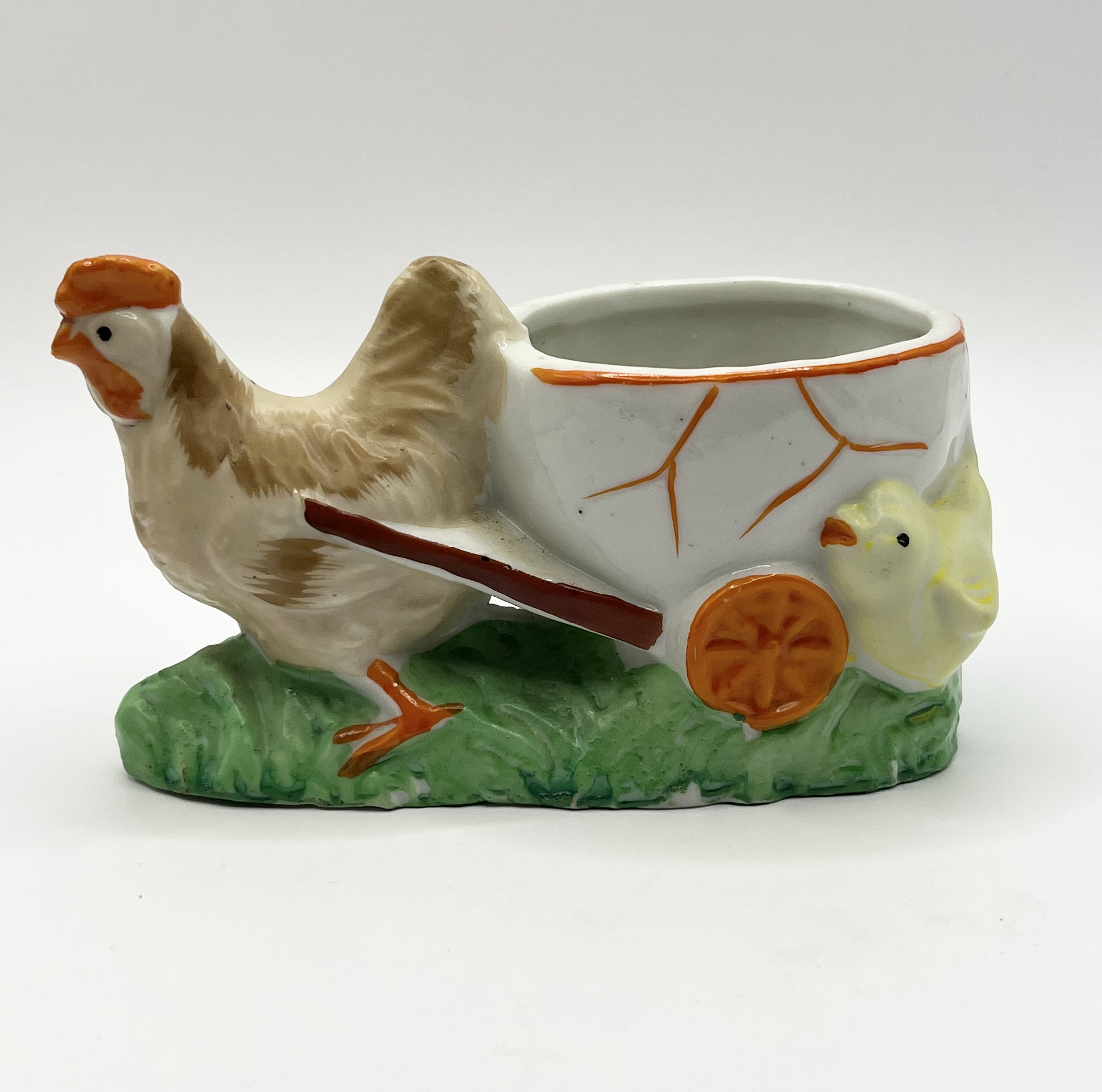 Vintage Rooster Pulling Cart Egg Cup Vintage Rooster Pulling Cart Egg Cup
