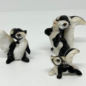 Bone China Set of 3 Miniature Skunk Figurines GUC Japan
