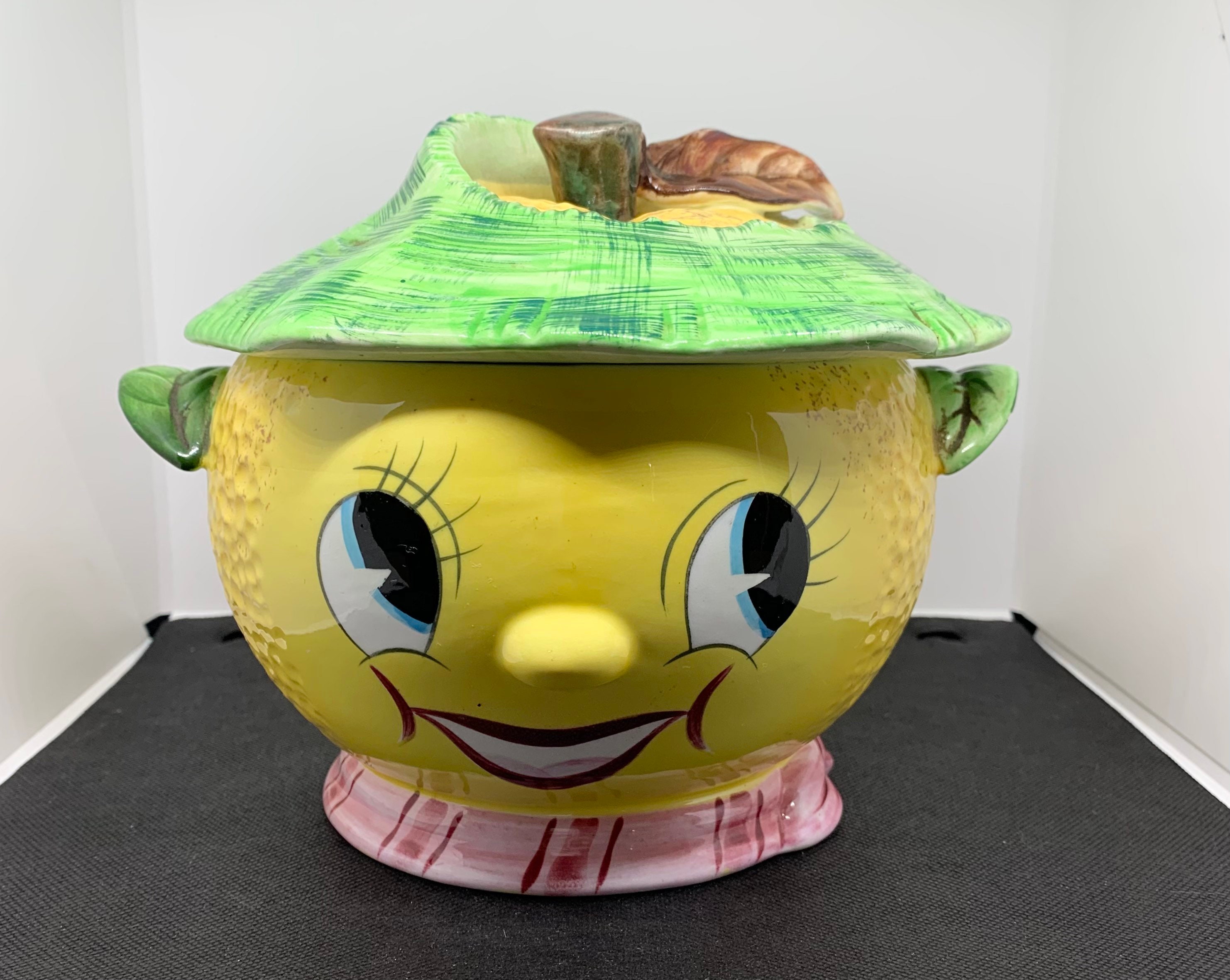Vintage Anthropomorphic Apple/lemon Cookie Jar PY Japan HTF