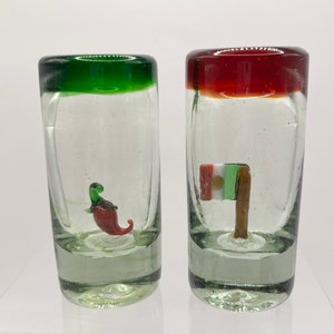 Blown Mexican Glass Taquilla Shot Glasses Set of 2